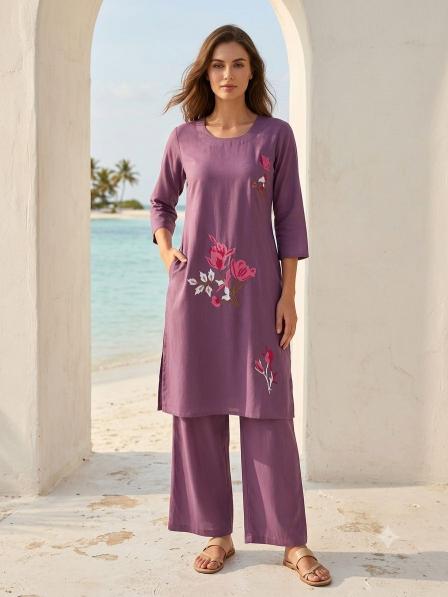 Rose flower embroidery kurtis wholesale in hyderabad